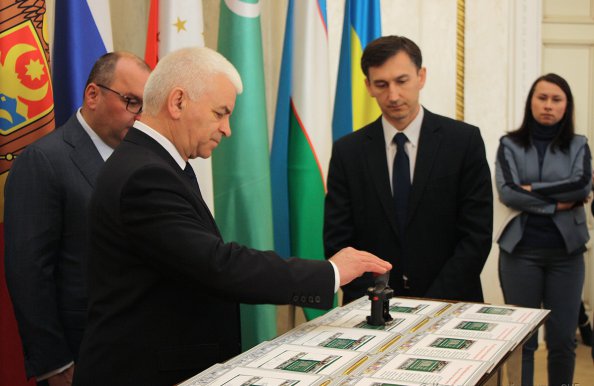 Гашение марки к 100-летию БЕЛТА состоялось в Минске в рамках заседания Информсовета СНГ